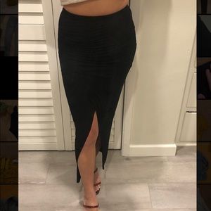 Zara cotton fabric front/side slit skirt